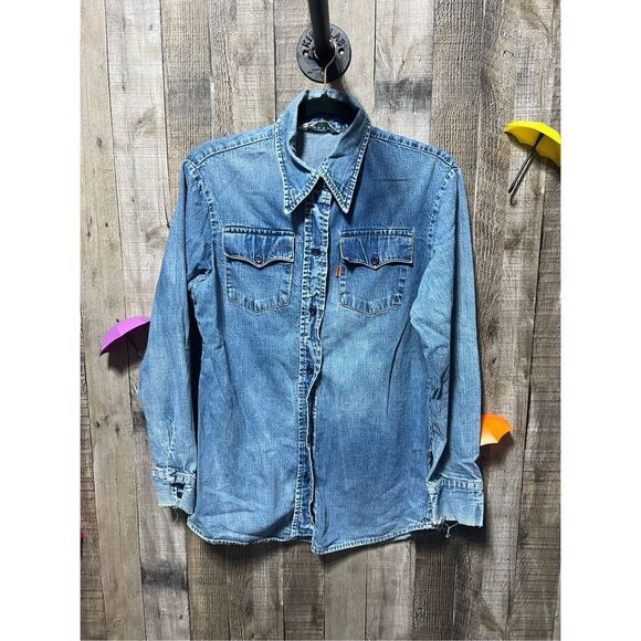 Levi’s Vintage 70s Orange Tab Denim Button Down Shirt - Picture 1 of 6